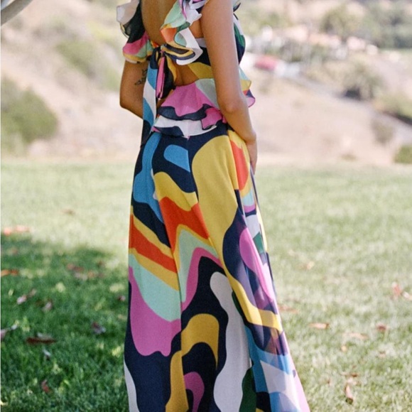 Hutch Multicolor Abstract Ruffle Maxi Dress - Picture 3 of 11